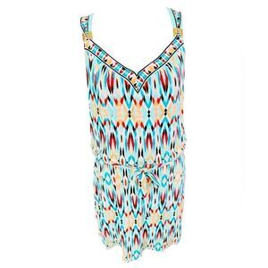 White House Black Market colorful patterned v neck sleeveless dress size S.